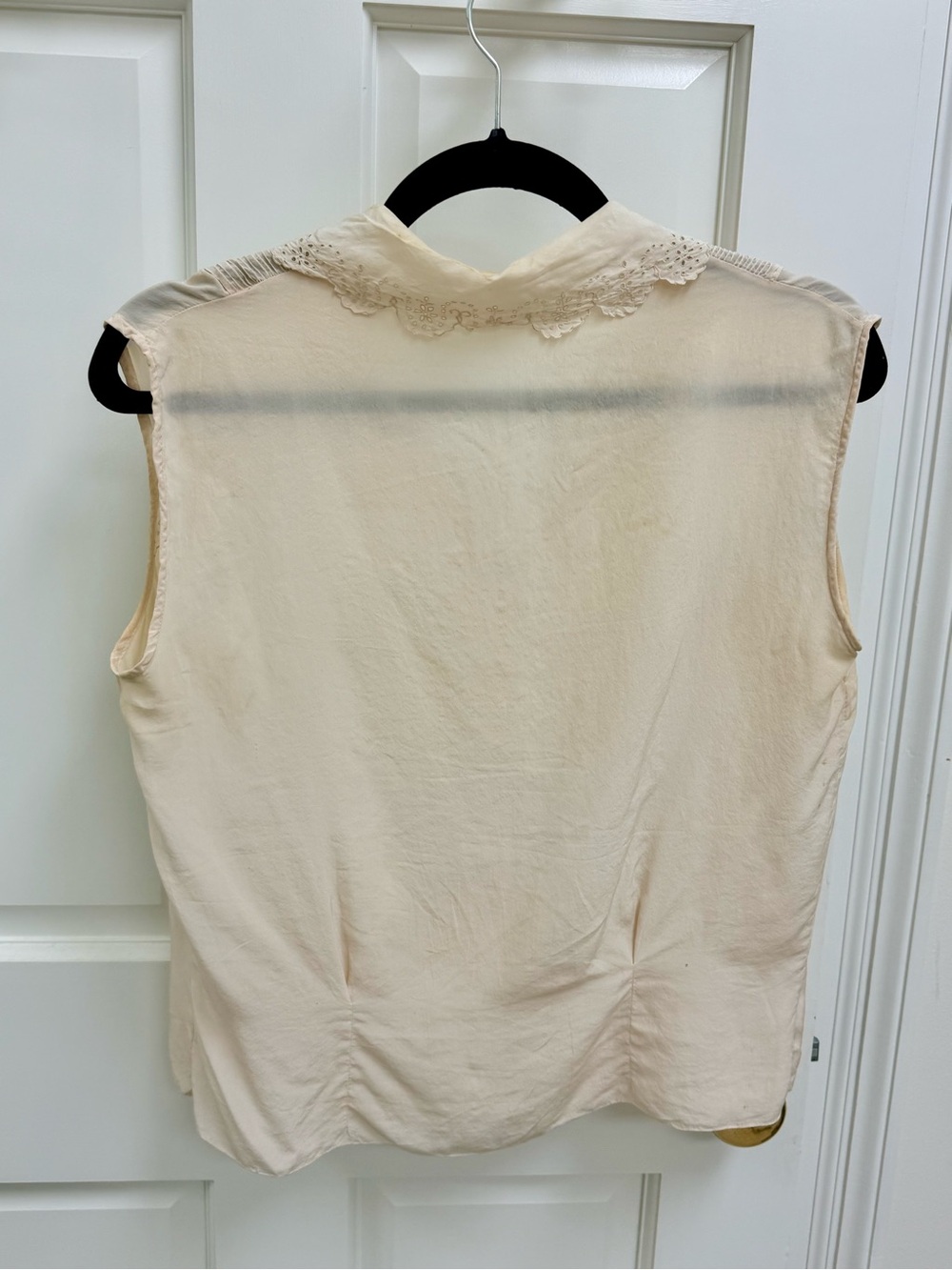 1940’s Vintage Cream Eyelet Lace Sleeveless Blouse Cottagecore Romantic - S - Picture 9 of 15